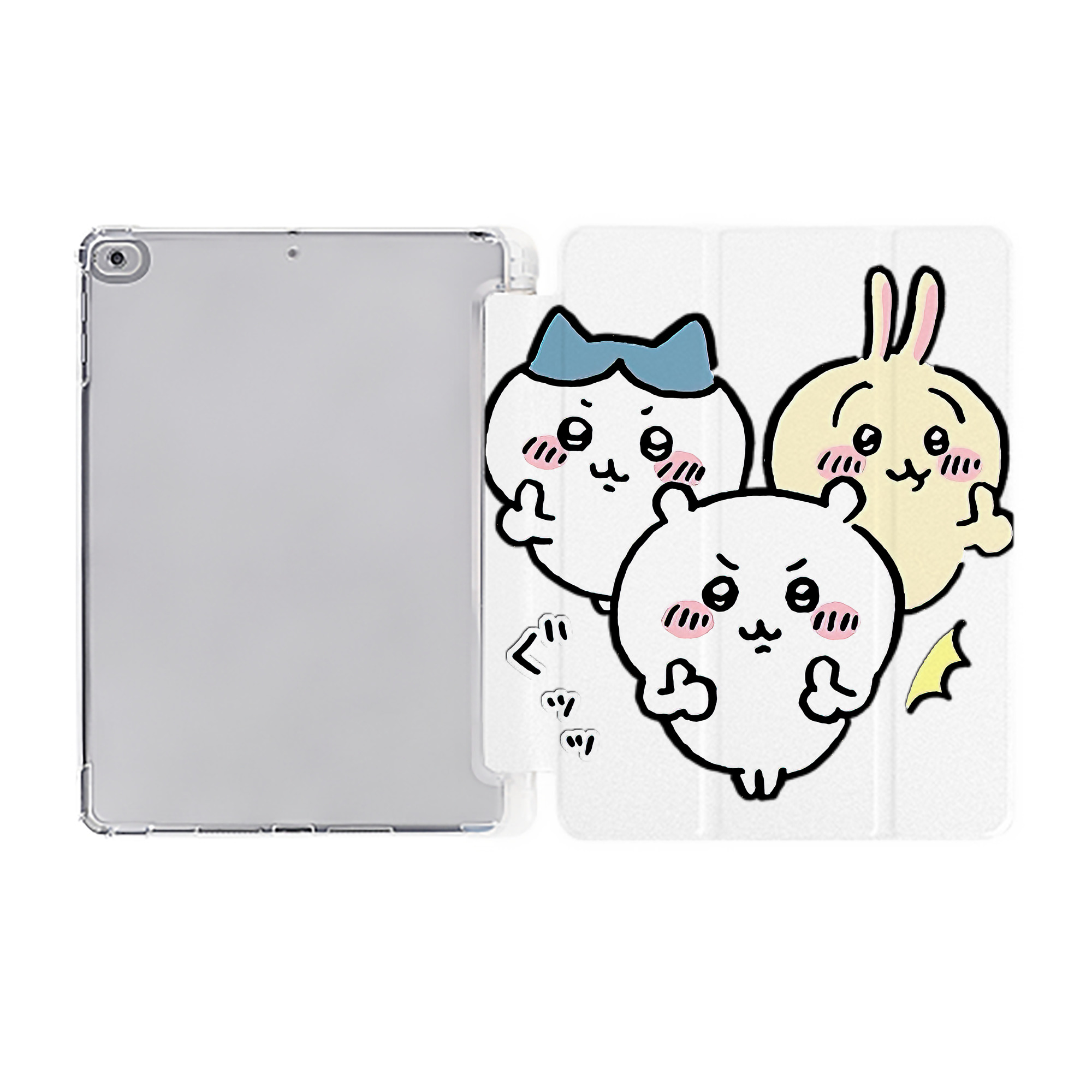 （画像用） ちいかわ うさぎ Chii-kawa usagi IPad ケース ペン収納付き 三つ折りスタンド PUレザー×シリコン 対応機種9.5/10.5/10.9インチ